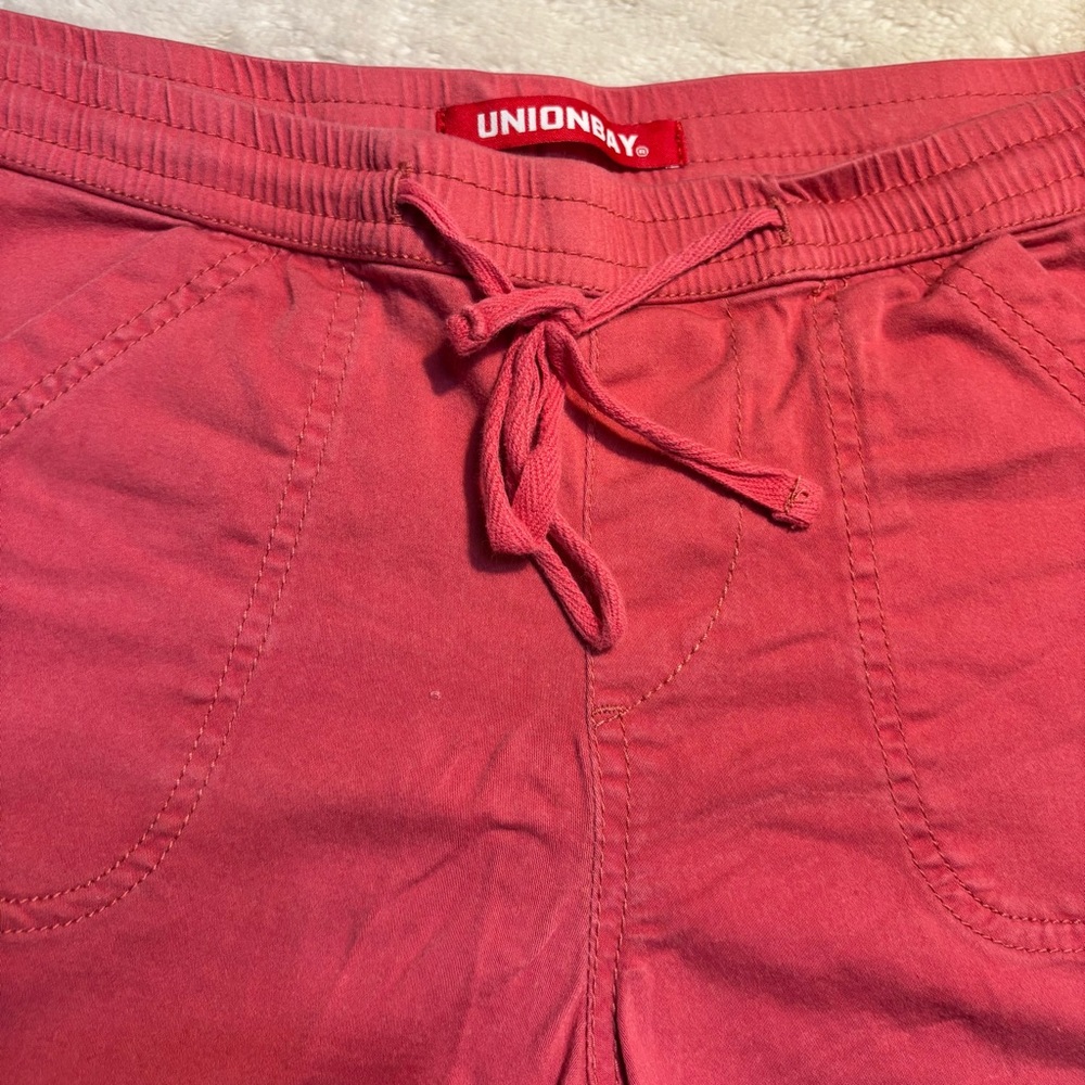 UNIONBAY Shorts Lg Juniors Watermelon Pink Maribeth Sateen Pull-On Drawstring - Picture 4 of 10